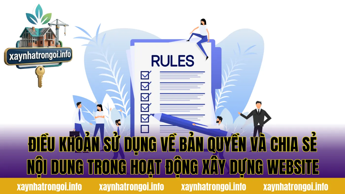 Điều khoản sử dụng về bản quyền và chia sẻ nội dung trong hoạt động xây dựng website