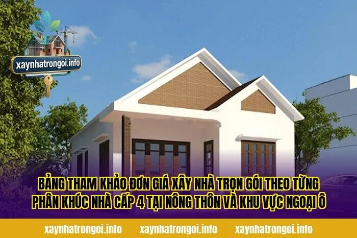 Bảng tham khảo đơn giá xây nhà trọn gói theo từng phân khúc nhà cấp 4 tại nông thôn và khu vực ngoại ô